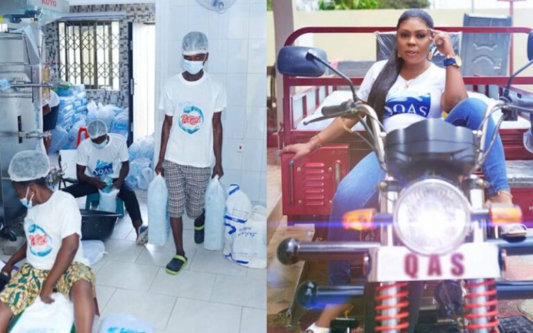 After Ghanaians Refused To Patronize Her Sachet Water; Desperate Afia Schwarzenegger Seen On An Aboboyaa To Distribute It