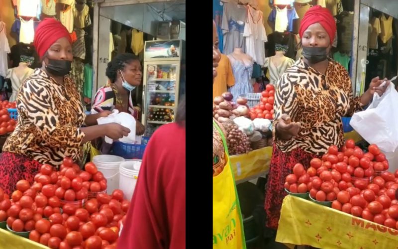 Gloria Sarfo selling tomatoes