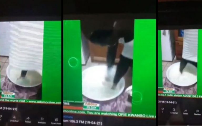 Disturbing Video Of A Ghanaian Lady Using Her Dirty Feet To Mash Food For Mass Consumers Goes Viral