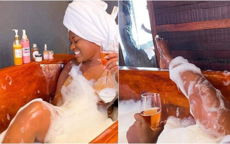 Photos And Videos Of Fella Makafui Taking Her Shower In A Bathtub Goes Viral On Social Media