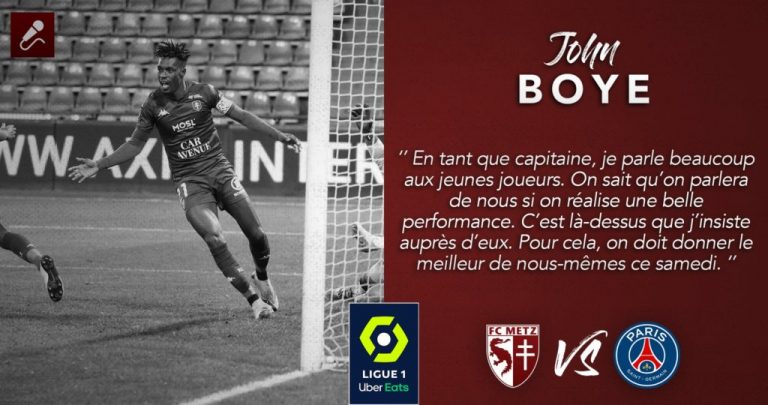 Metz Captain John Boye Expects Tough Game Against PSG