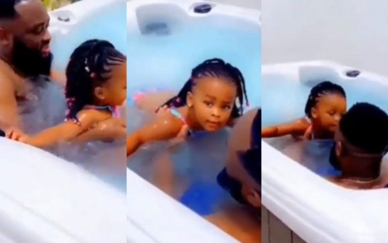 Video of Mcbrown’s Husband Maxwell Teaching Their Daughter Maxin Swimming Melts Hearts