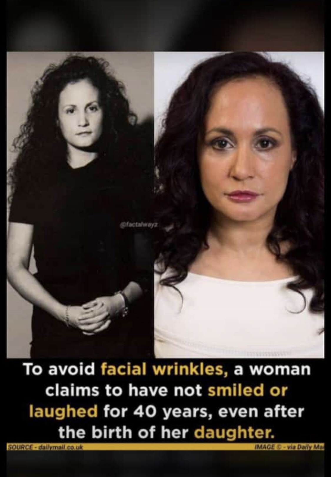woman who has not smiled for 40 years