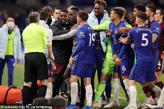 Chelsea And Leicester City Players Clashed At The End Of Their Premier League Game
