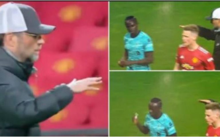 Moment Angry Sadio Mane Snubs Jurgen Klopp’s Handshake After Liverpool’s 4-2 Win Against Manchester United (Video)