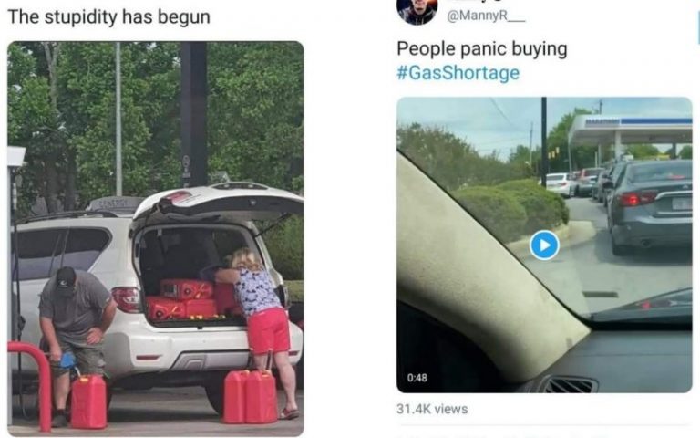 Shocking As US Citizens Captured Buying Fuel In Polythene Bags And Gallons As Some States Suffer Fuel Shortage (Photos)