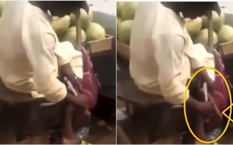 Video Of Water Melon Vendor Using The Knife She Uses To Sell To Remove Dead Skin Under Her Feet Goes Viral