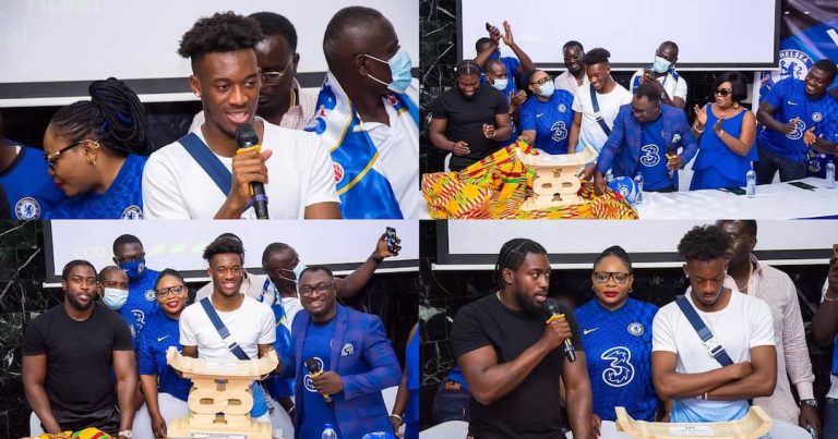 Beautiful Photos And Video Emerge As Chelsea Fans In Ghana Present Special Gift To Callum Hudson-Odoi