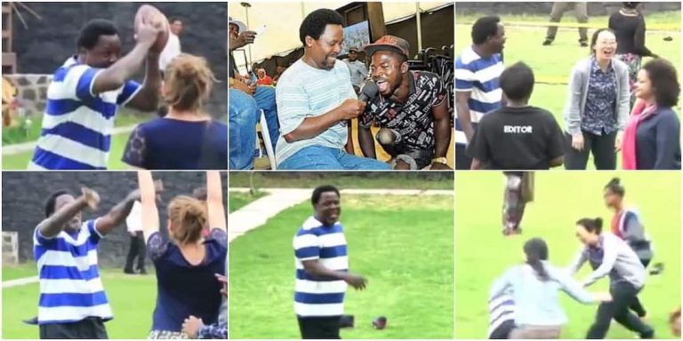 TB Joshua’s Pic With Physically Challenged Man & Video Of Him Playing Ball With Church Members Warms Hearts Online
