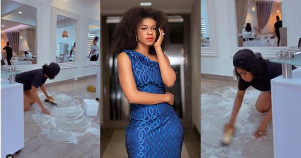 “You’re A True Leader” – Celebrities Hail Becca After She Spotted Scrubbing Her Office (Video)