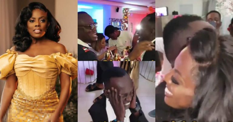 Hon Aponkye In Tears As He Meets His “Godmother” Nana Aba Anamoah At Her Lavish Birthday Party (Video)
