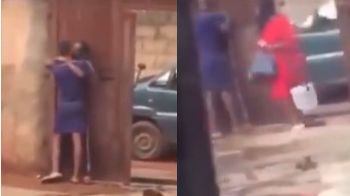 Woman Slaps Her Daughter After She Caught Her Making It Out With Boyfriend In Her Compound (Video)