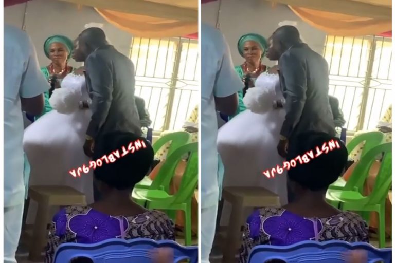 Drama As Bride Refuses To Kiss Her Groom At Their White Wedding