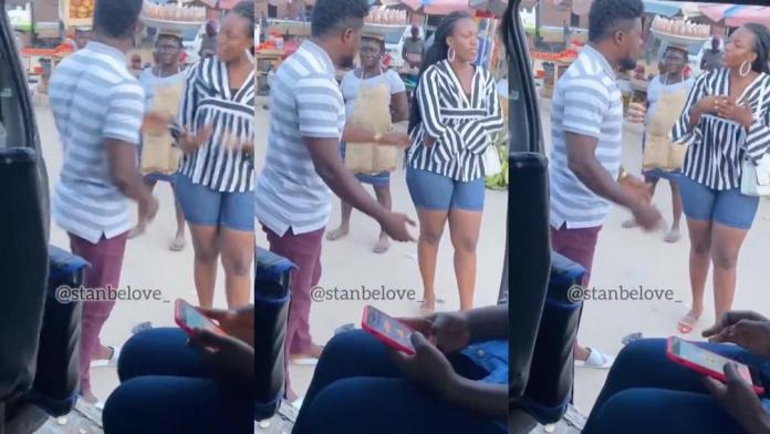 ”Do I Look Like Someone Who Sits In Trotro, I Want Uber” – Lady Embarrasses Boyfriend; Refuses To Join Him Board A Car He Stopped (Video)