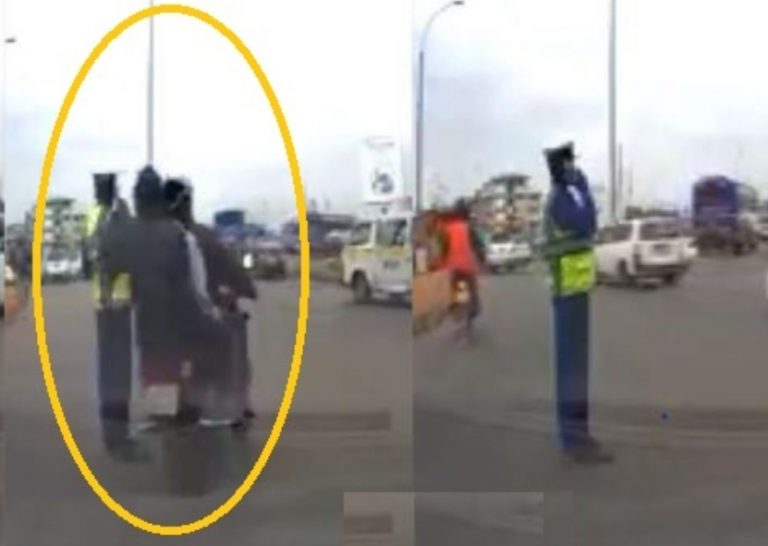 The Moment 3 Robbers On A Motor Bike Attempted To Snatch A Police Officers Mobile Phone Whiles Directing Traffic And Making A Phone Call (Video)
