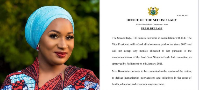 Second Lady Samira Bawumia Agrees To Refund All Allowances Paid Her Since 2017