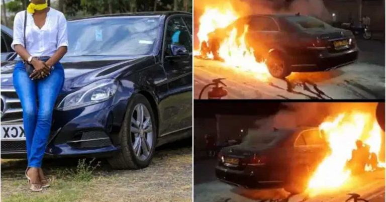 Angry Wife Burns Brand New Mercedes Benz Her Husband Bought For His Side Chic (Video)