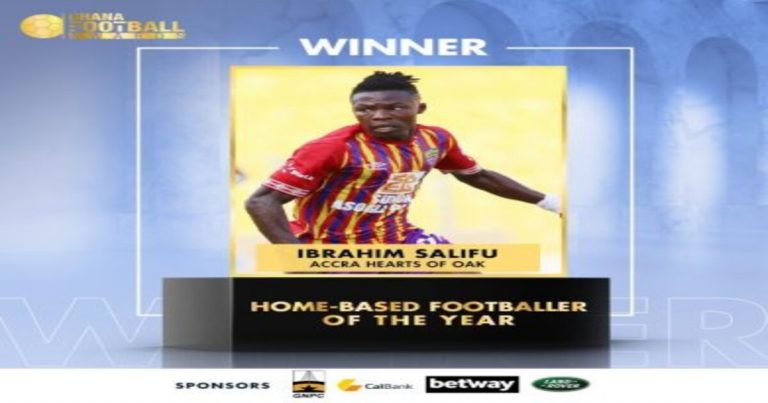 Ghana Football Awards: Hearts Of Oak Ace Ibrahim Salifu Wins Home-Based Footballer Of The Year