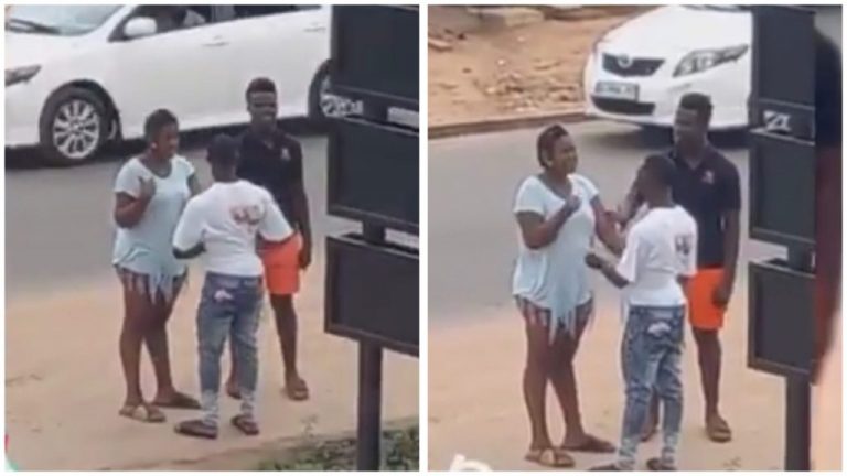 Guy In Trouble As Lady He Knacked And Fail To Pay Grabs Him On The Street (Video)
