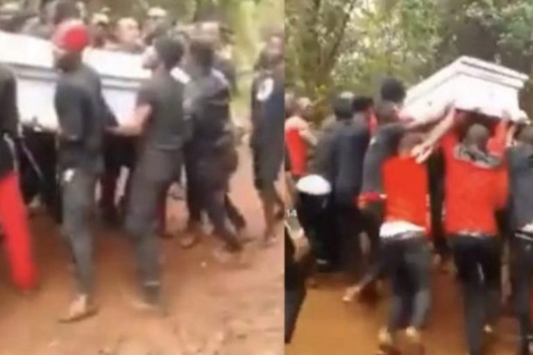 Drama As Corpse Refuses To Be Buried; Almost Pushes Pallbearers To The Ground (Video)