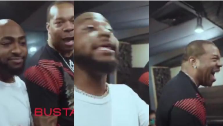 American Rapper Busta Rhymes Hit The Studios With Nigerian Superstar Davido; Shares Behind The Scenes Clip