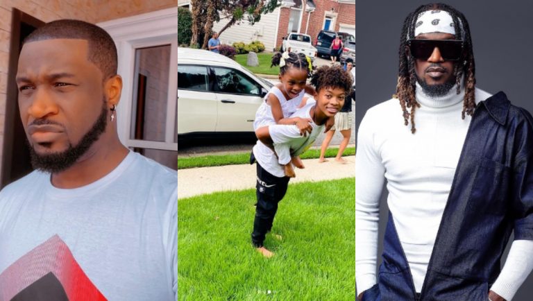 Paul Okoye Reacts As Peter Okoye’s Son Cameroon Carries His Daughter Nadia In New Photo