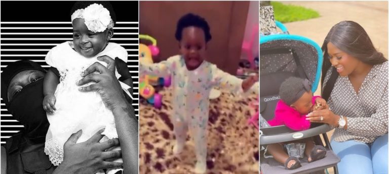 Massive Jubilation As Medikal And Fella Makafui’s Daughter ”Island Frimpong” Takes Her First Step (Video)