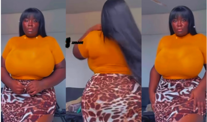 Maame Serwaa Serves Fans With Her Dangling B0.0bs And Bone Straight Hair In New Video