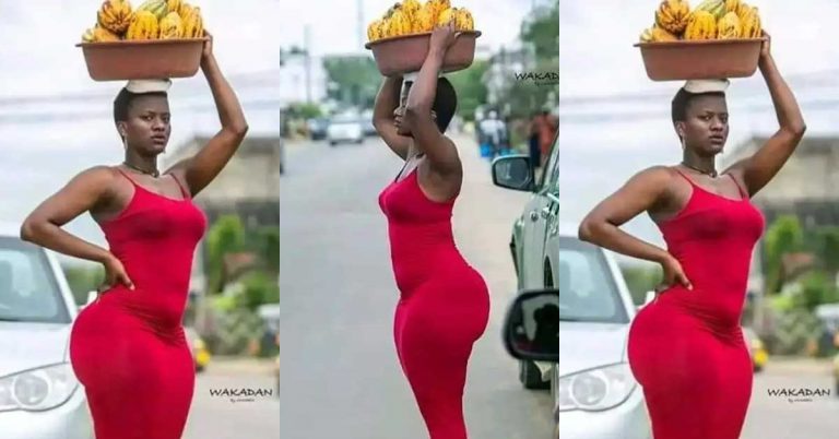 PHOTOS: Beautiful Ghanaian Lady Causes Massive Traffic With Her Huge Backside As She Sells Cocoa On The Streets