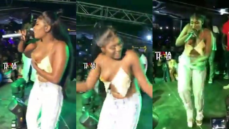 VIDEO: Watch The Moment Yaa Jackson’s 1000 Cedis Top Fell Off During A Stage Performance