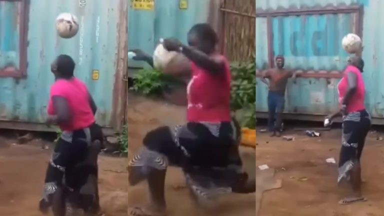 Mother Shows Off Impressive Football Skills While The Men Stood And Watched (Video)