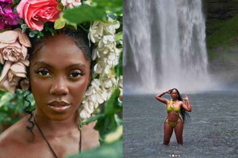 Singer Tiwa Savage Causes A Stir On The Internet With Her Jaw-Dropping Photos In A Waterfall