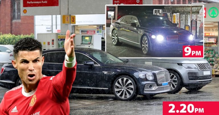 Cristiano Ronaldo’s Driver Gives Up And Leaves Petrol Station After 7 Hours With No Fuel To Fill His Bentley (Photos)