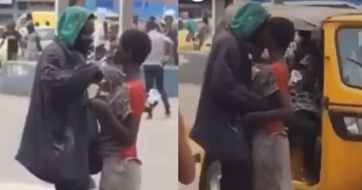 Two Mad Couple Spotted Kissing Passionately On The Street