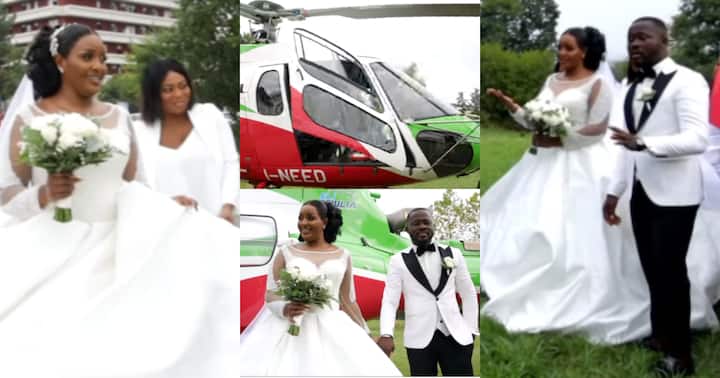 Video Of Ghanaian Bride Arriving At Her Wedding Venue In Helicopter Pops Up