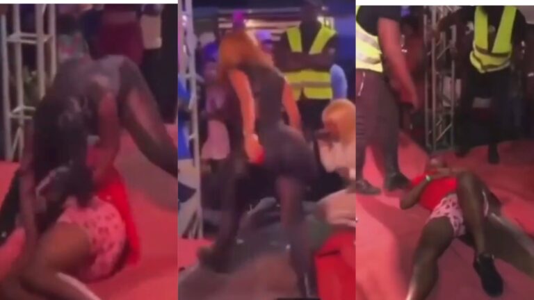 VIDEO: Young Man Faints After Beautiful Lady Slapped His Face With Her ‘Akosua Kuma’