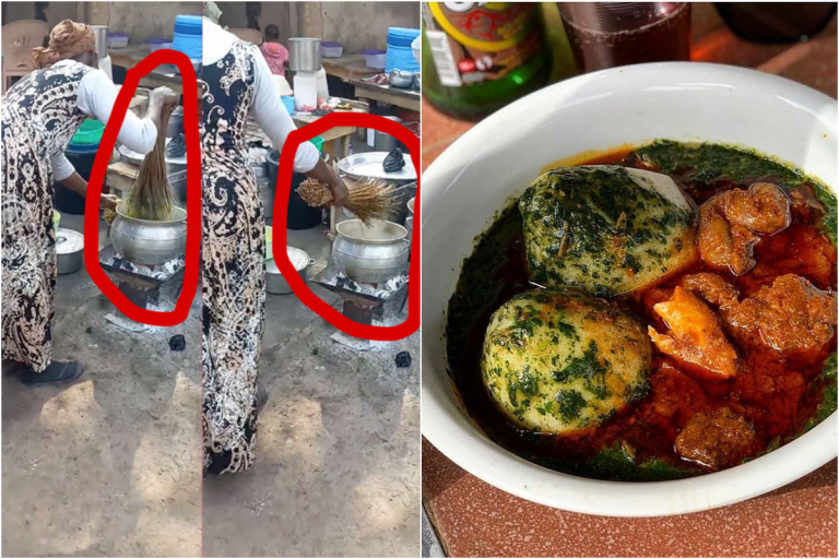 Tuo Zaafi Seller Captured Stirring Soup With Broom (Video)