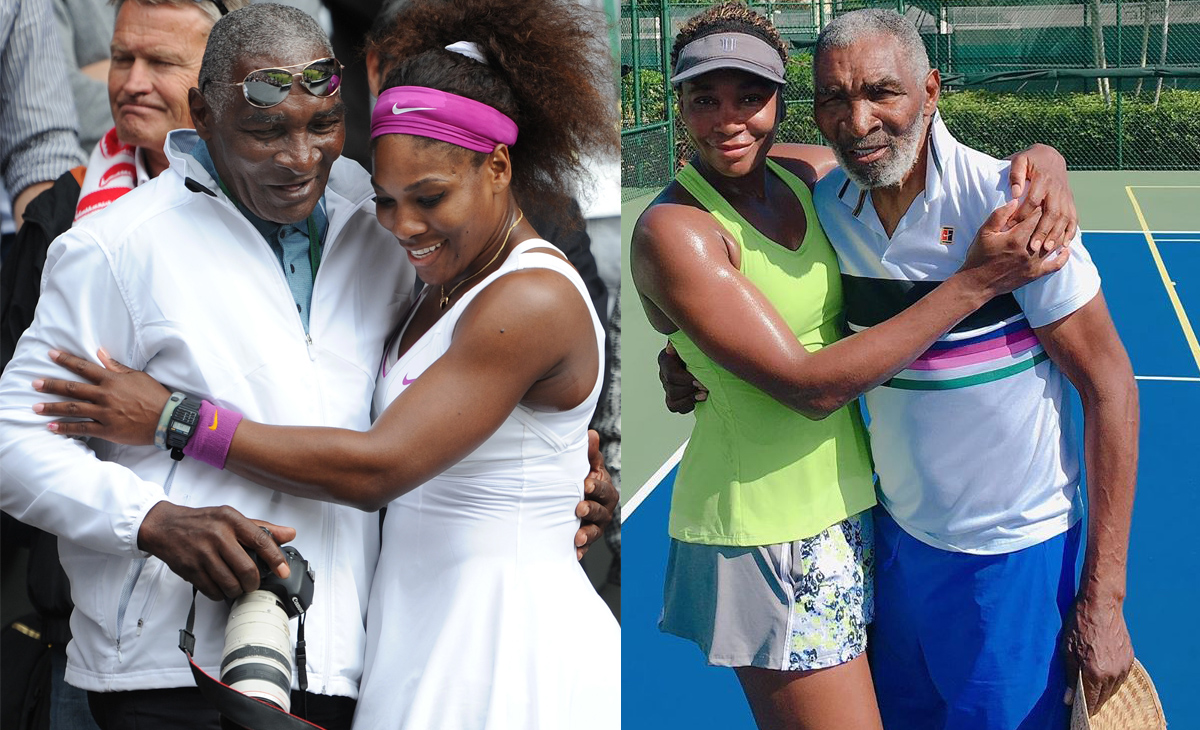 Serena Williams and Venus Williams and father Richard Williams