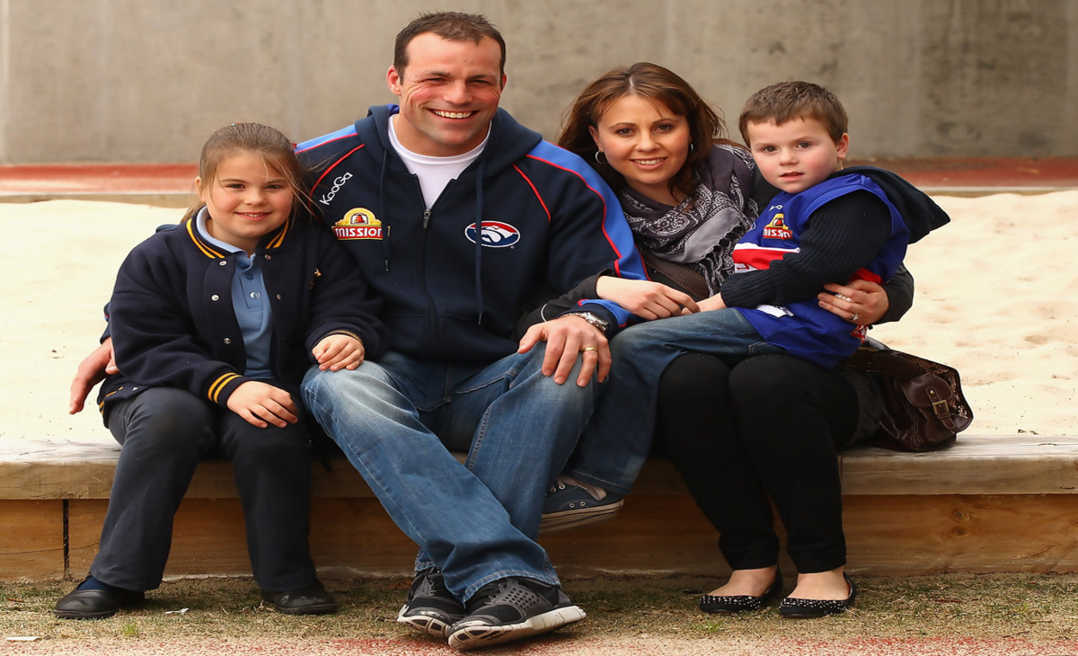 Brad Johnson and wife and children