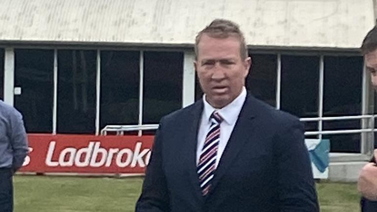Roosters coach Trent Robinson at Paul Green funeral
