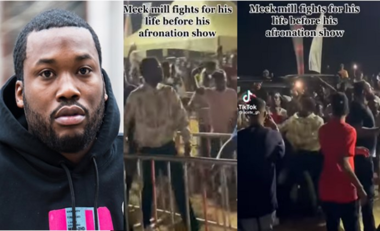 Meek Mill Literally Has To Fight For His Life As Fans Mobbed Him Shortly Before Mounting Stage At Afro Nation Concert